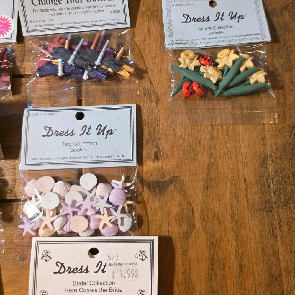 Dress It Up Novelty Buttons Lot Multicolor Mixed Themes 10 Packs
